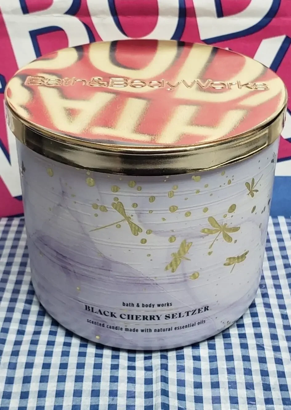 BBW Black Cherry Seltzer Large 3 Wick Candle Home Fragrance Decor
